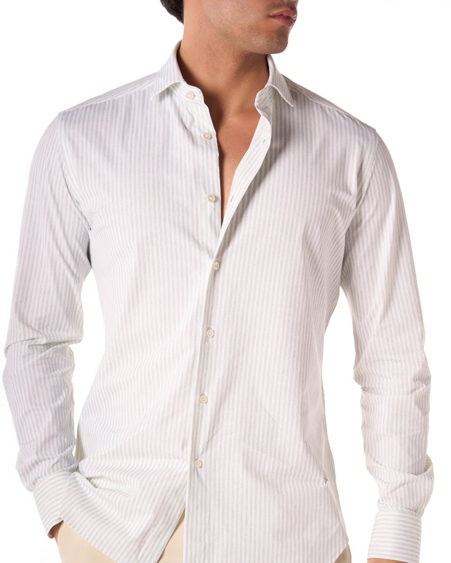 Camicia active riga color bianco/verde