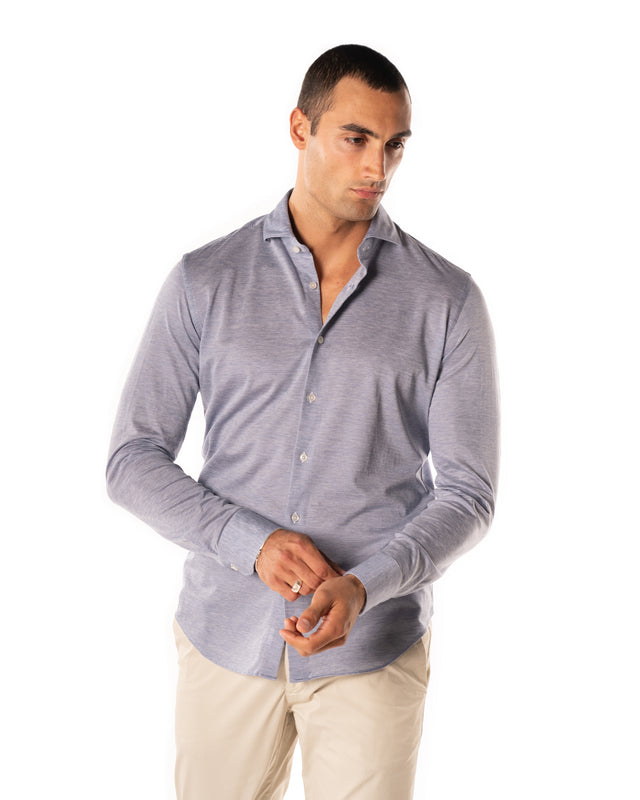 Camicia jersey tencel color azzurro