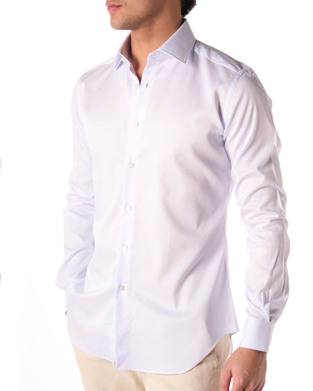 Camicia no iron color bianco/blu