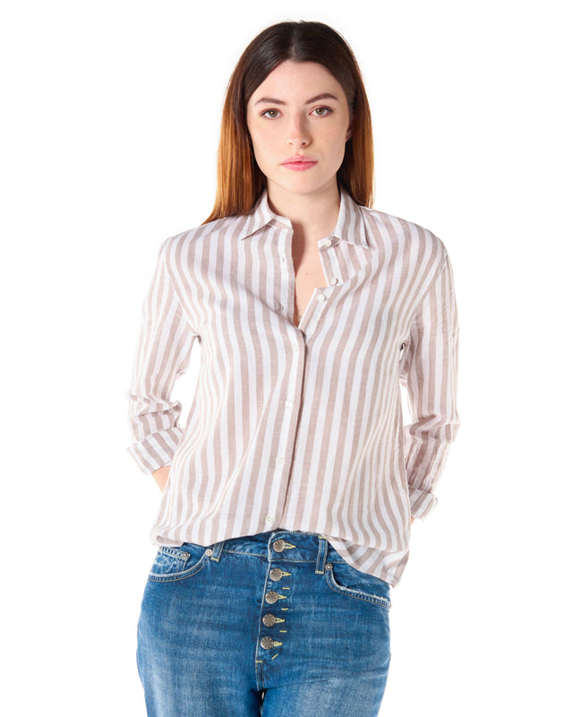 Camicia righe color bianco e beige