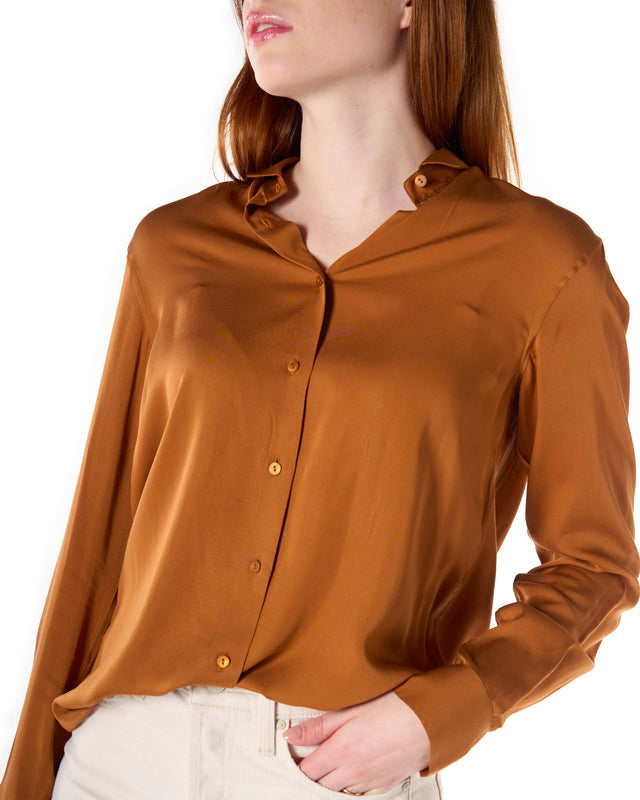 Camicia viscosa color tabacco