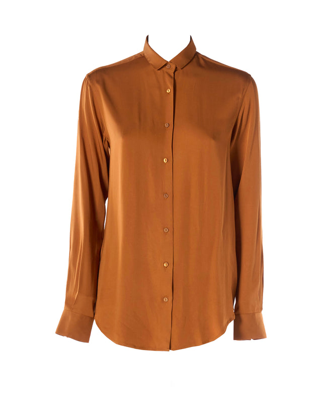Camicia viscosa color tabacco