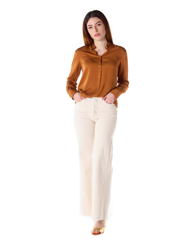 Camicia viscosa color tabacco