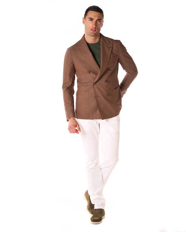 Giacca doppio petto super color coccio