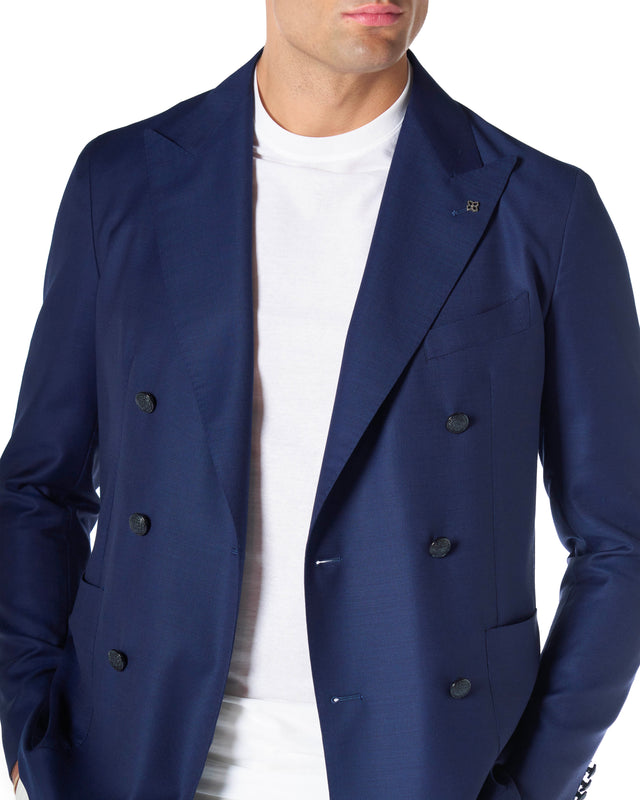 Giacca doppiopetto super color bluette