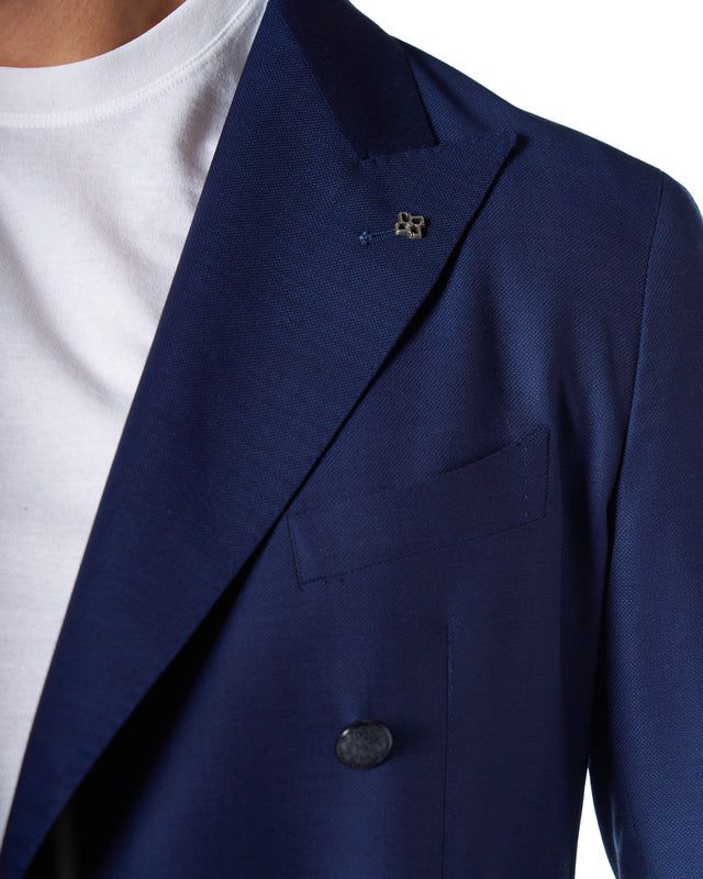 Giacca doppiopetto super color bluette