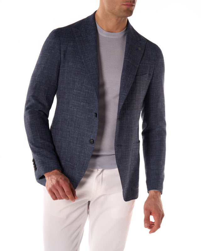 Giacca lino lana color blu