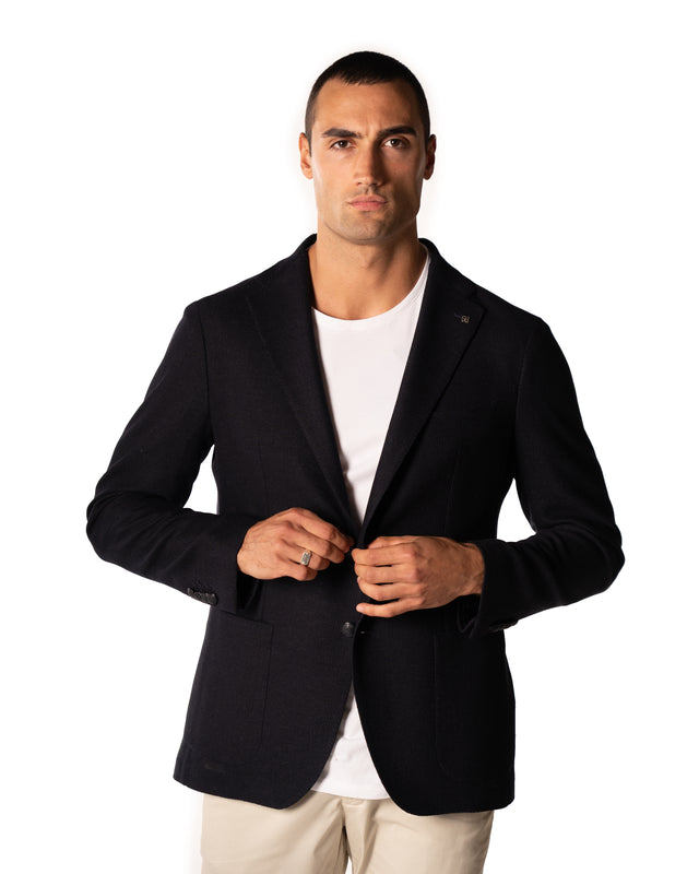 Giacca seta lana color blu