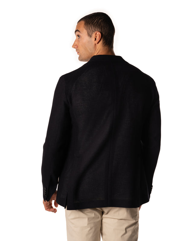 Giacca seta lana color blu