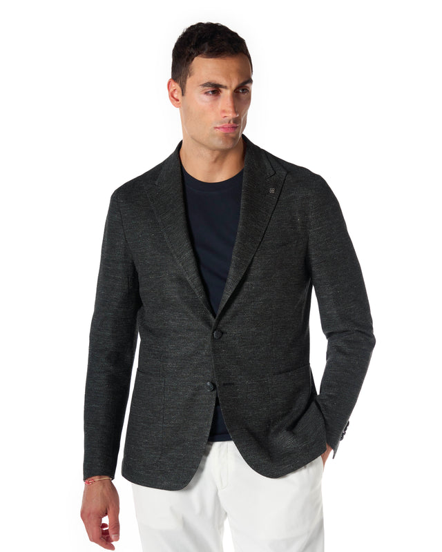 Giacca jersey rever color grigio
