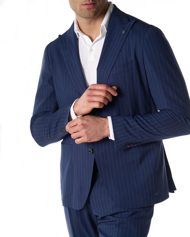 Abito gessato 2 bottoni color blu