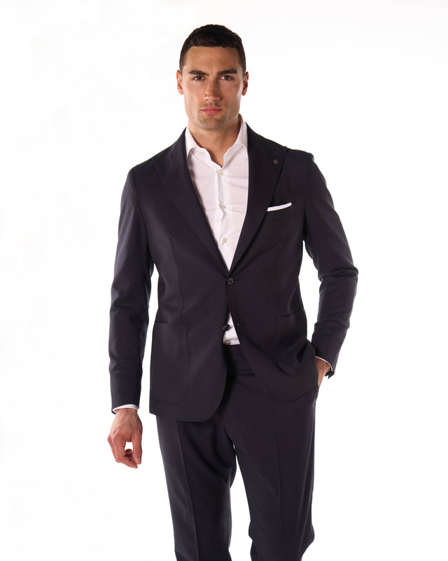 Abito lana stretch 2 bottoni color navy