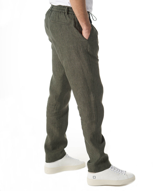Pantaloni lino color militare
