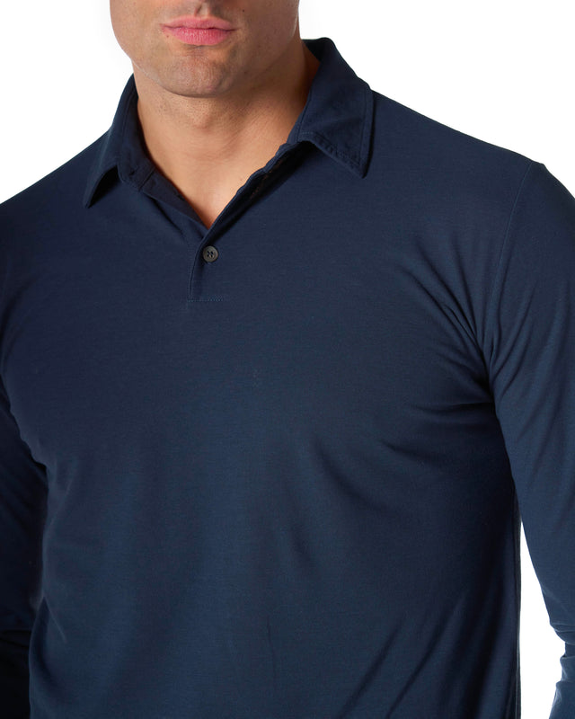 Polo manica lunga ice cotton color blu