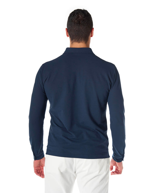 Polo manica lunga ice cotton color blu