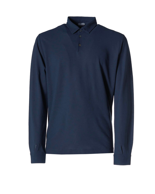 Polo manica lunga ice cotton color blu