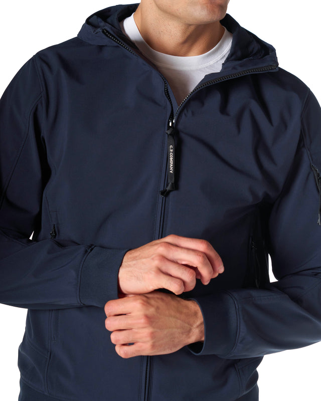 Giubbotto con cappuccio impermeabile soft shell color blu