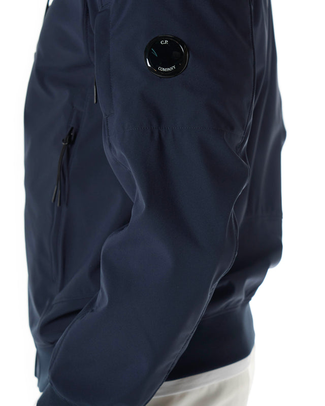 Giubbotto con cappuccio impermeabile soft shell color blu