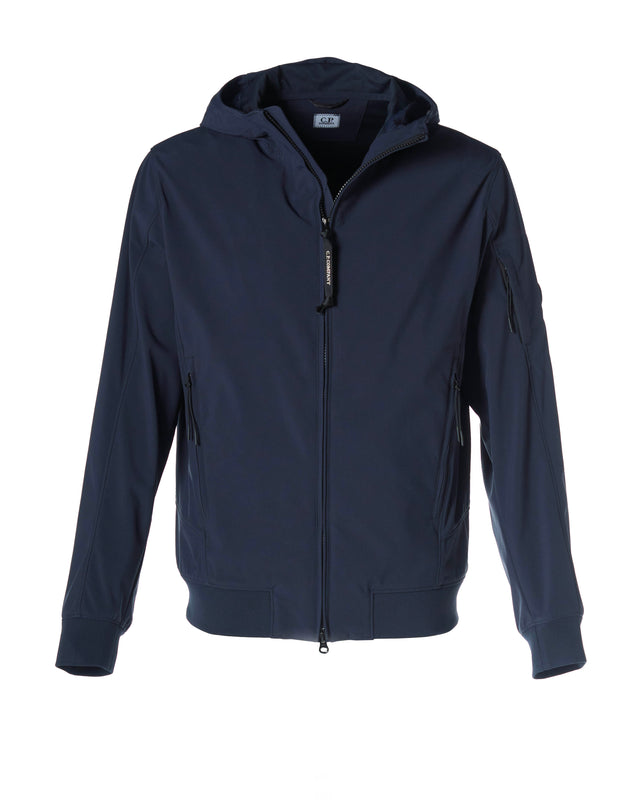 Giubbotto con cappuccio impermeabile soft shell color blu