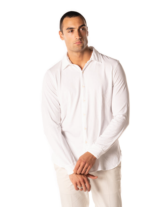 Polo camicia jersey color bianco