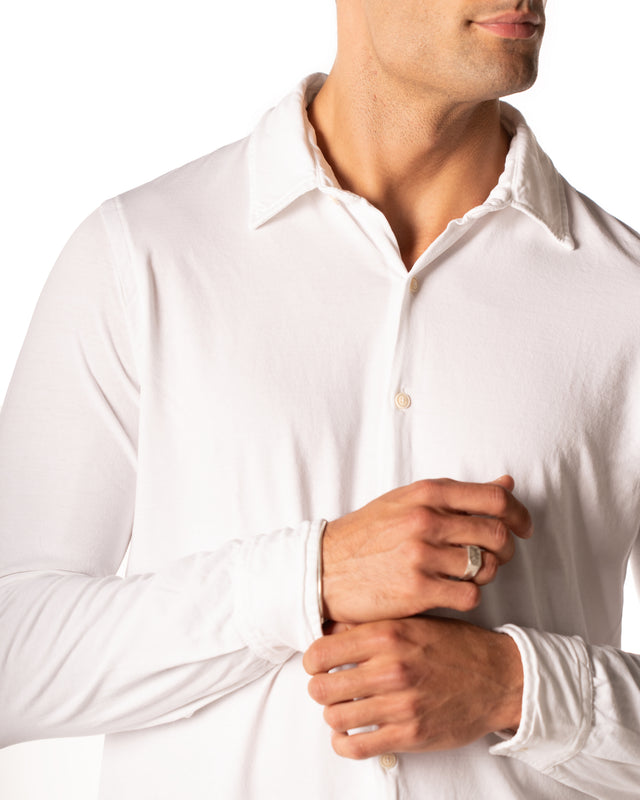 Polo camicia jersey color bianco
