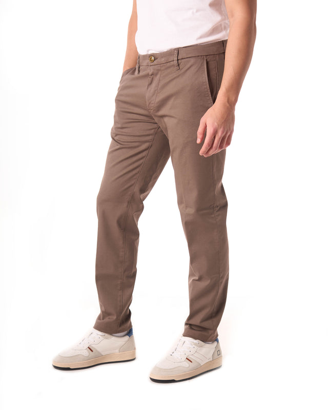 Pantaloni cotone tensell color fango