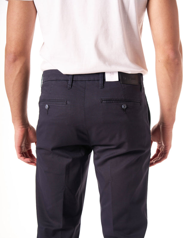 Pantalone cotone tencel color blu
