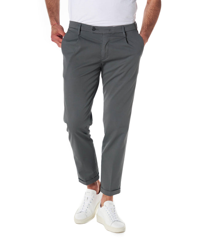 Pantaloni cotone stretch color grigio