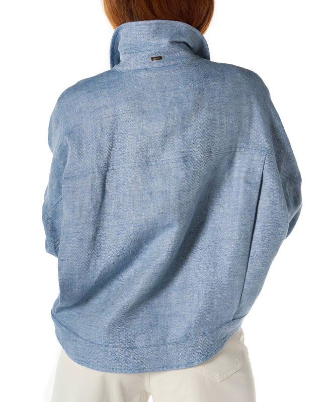 Giubbotto cotone lino resca lurex color azzurro