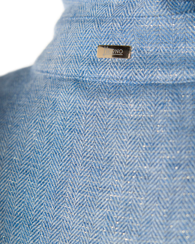 Giubbotto cotone lino resca lurex color azzurro