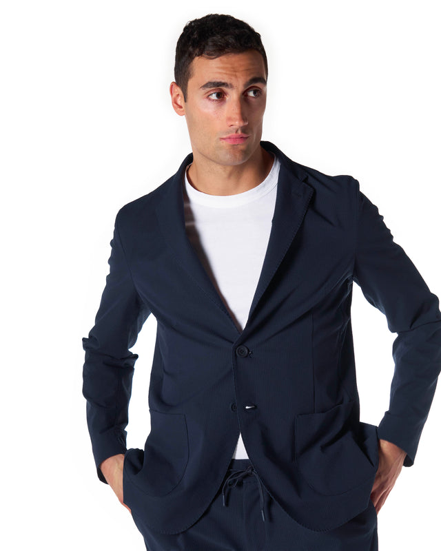 Giacca laminar seersuker color blu