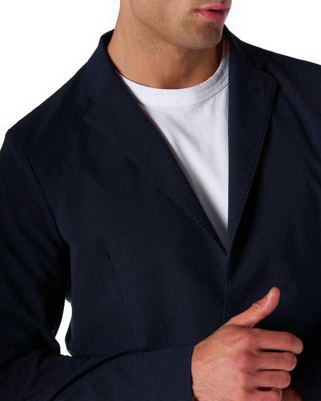 Giacca laminar seersuker color blu