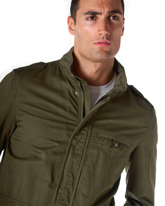 Giubbotto fiel cotone lino color militare