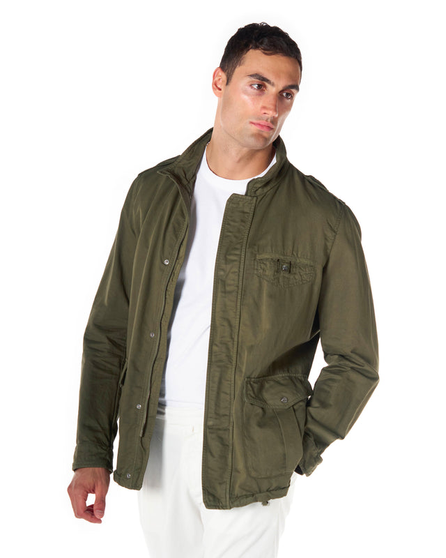 Giubbotto fiel cotone lino color militare