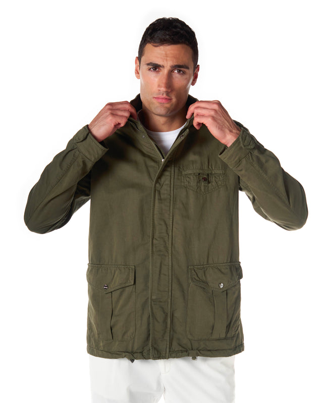 Giubbotto fiel cotone lino color militare