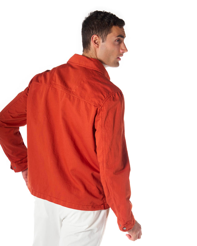 Giubbotto overshirt cotone lino color arancio