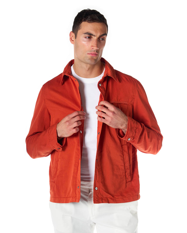 Giubbotto overshirt cotone lino color arancio