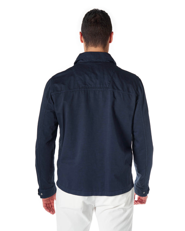 Giubbotto overshirt cotone lino color blu