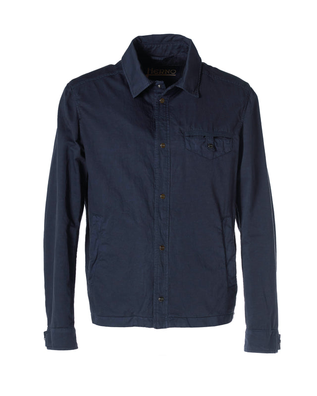 Giubbotto overshirt cotone lino color blu