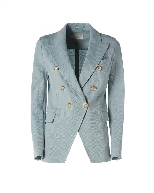 Giacca doppio petto oxford color acqua