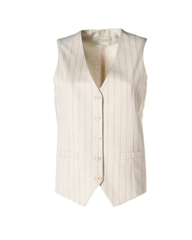 Gilet lino cotone gessata