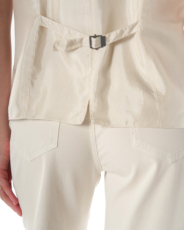 Gilet lino cotone gessata