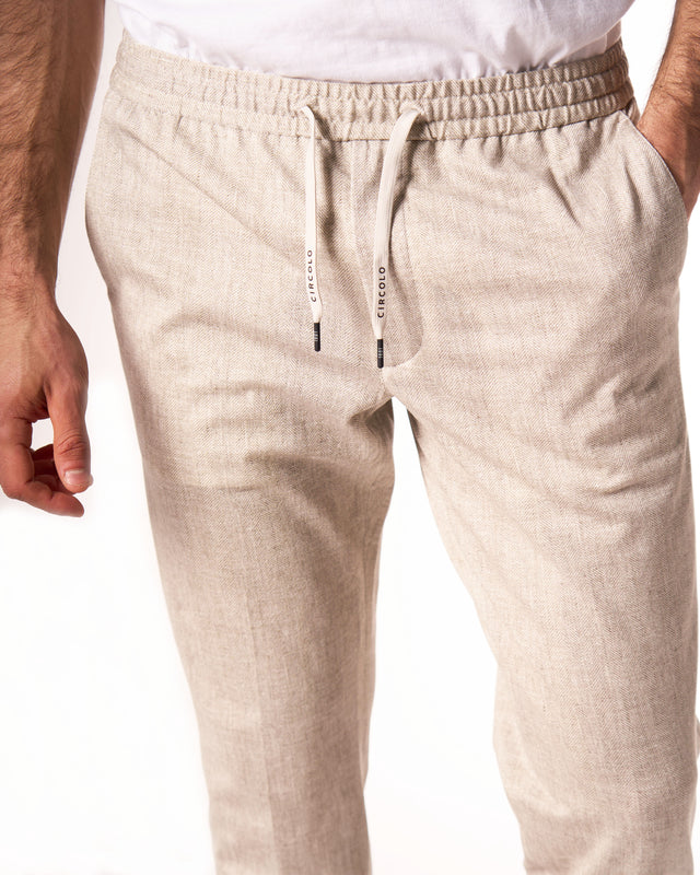 Pantaloni abito color naturale