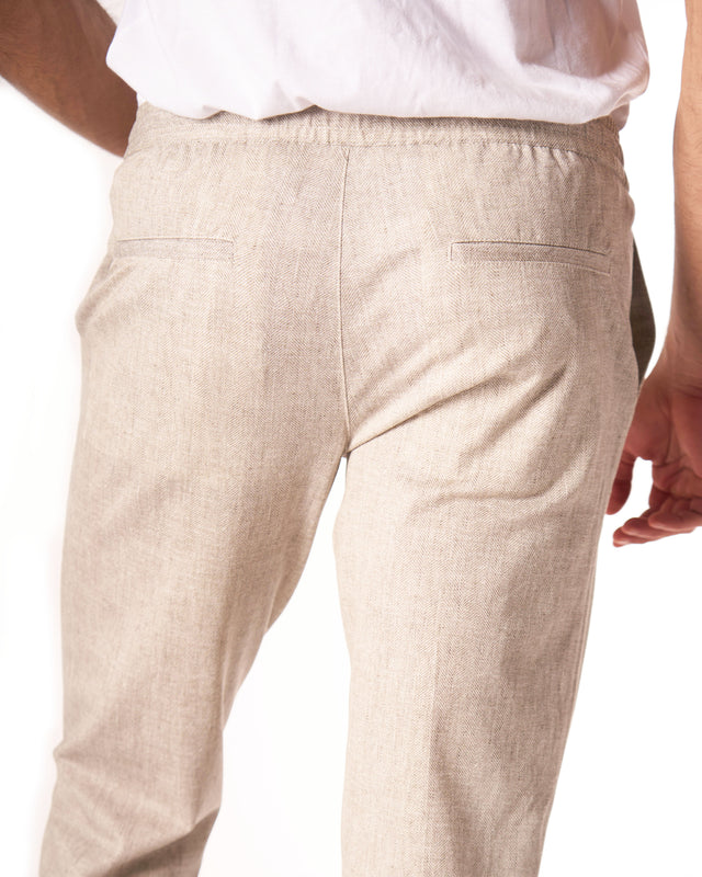 Pantaloni abito color naturale