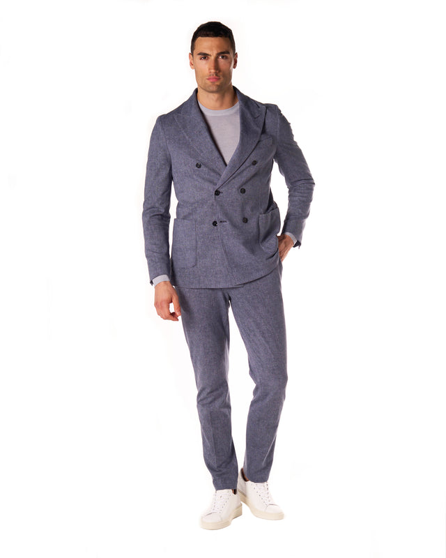 Giacca doppio petto jersy color indaco