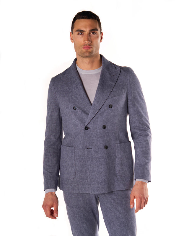 Giacca doppio petto jersy color indaco