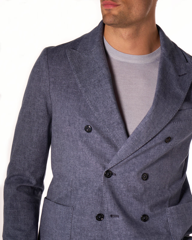Giacca doppio petto jersy color indaco