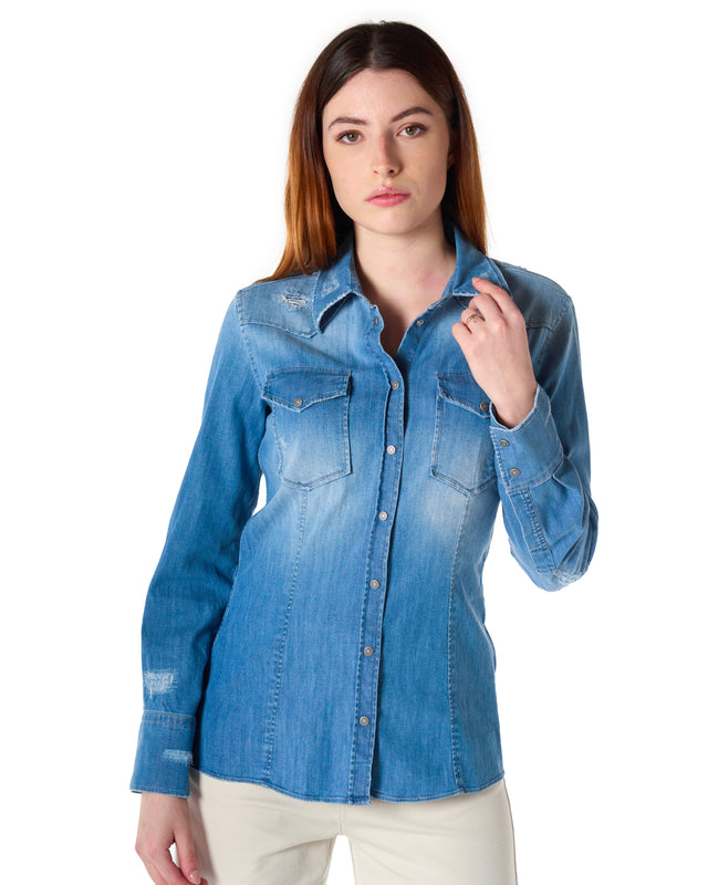 Camicia denim strappi