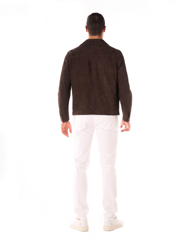 Giubbotto over jacket scamosciato color marrone