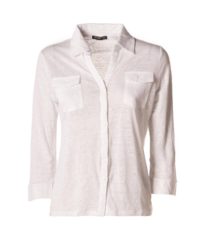 camicia 100% lino 2 tasche colore bianco
